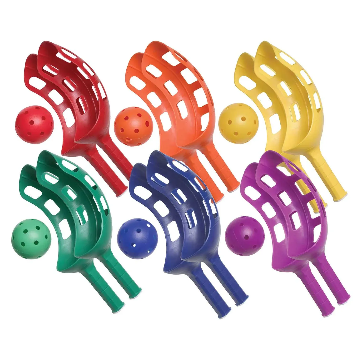 Champion Sports Scoop Ball Set, Plastic, Assorted Colors, 2 Scoops, 1 Ball/Set, 6/Set