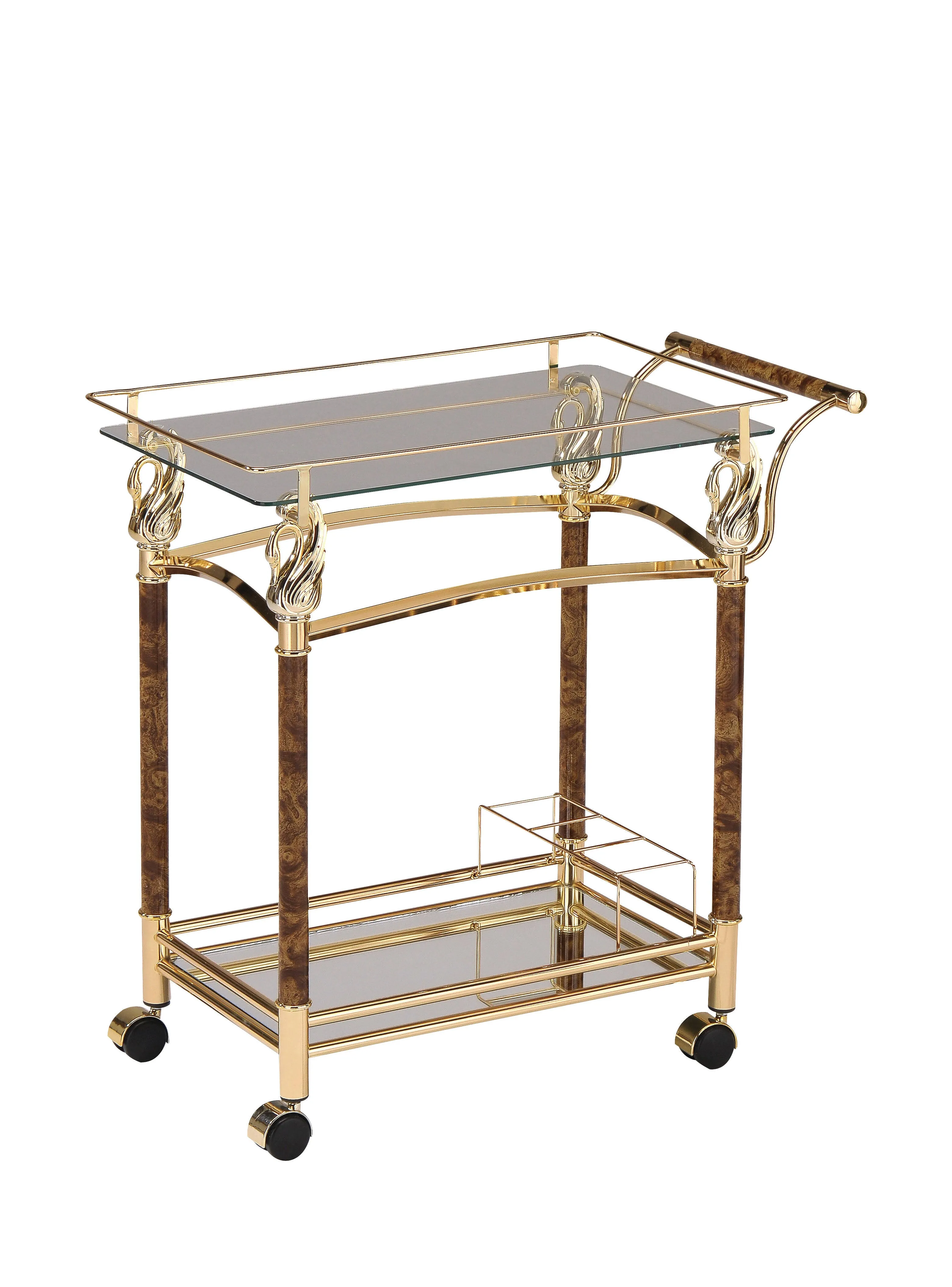 Acme Helmut Serving Cart in Gold Plated and Clear Glass