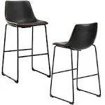 DUMOS 30 Inch Counter Height Bar Stools Set of 2, Modern Faux Leather High Barstools with Back and Metal Leg