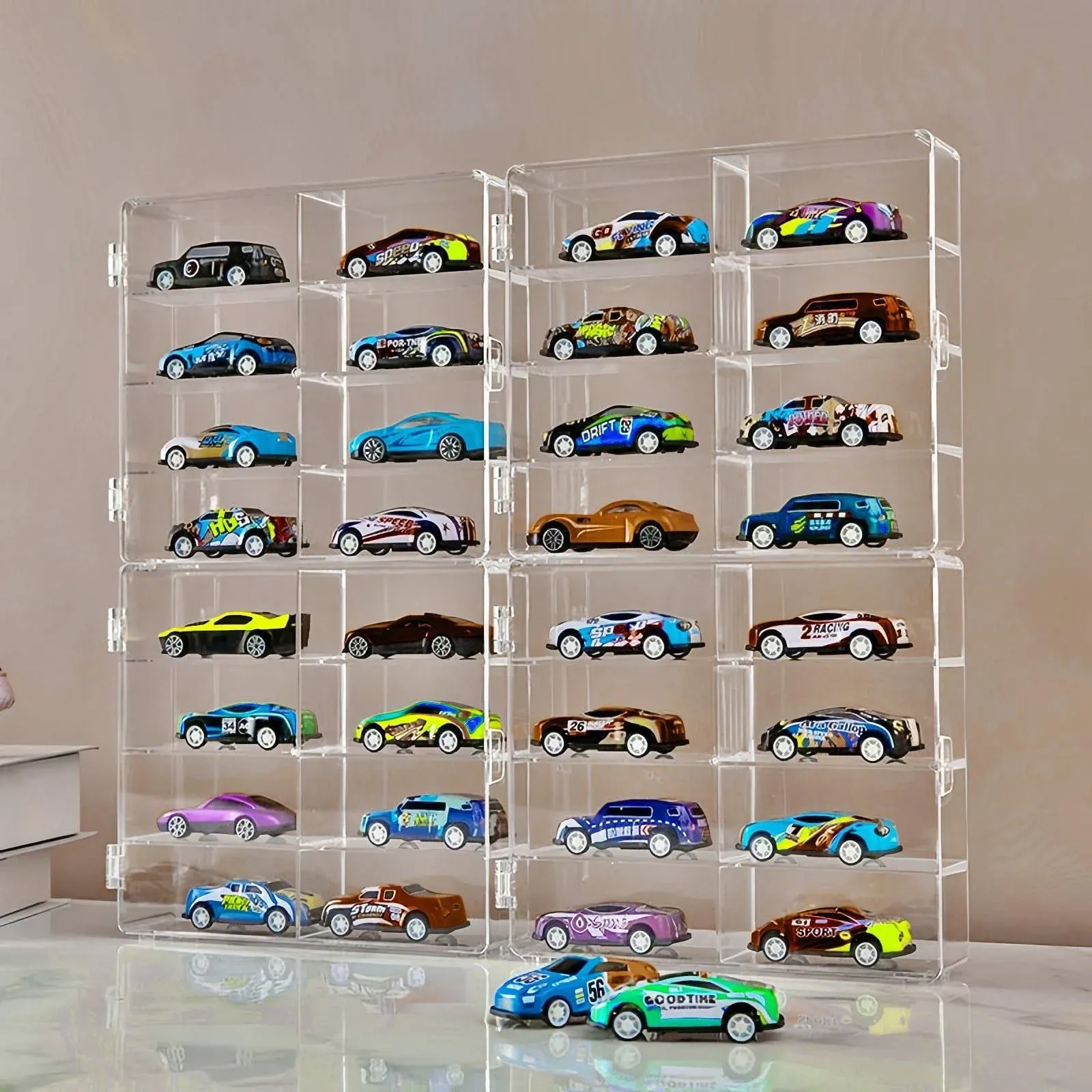 inout 1/64 Toy Car Display Case Compatible with Hot Wheels,Clear Acrylic Hot Wheels Display Case,Matchbox Car Storage Box,hot Wheels Storage Case with Dust Cover