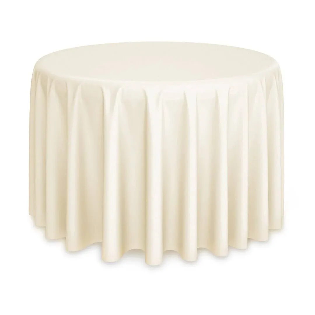 Lann's Linens 5 Pack 120 Round Wedding Banquet Polyester Fabric Tablecloths - Ivory