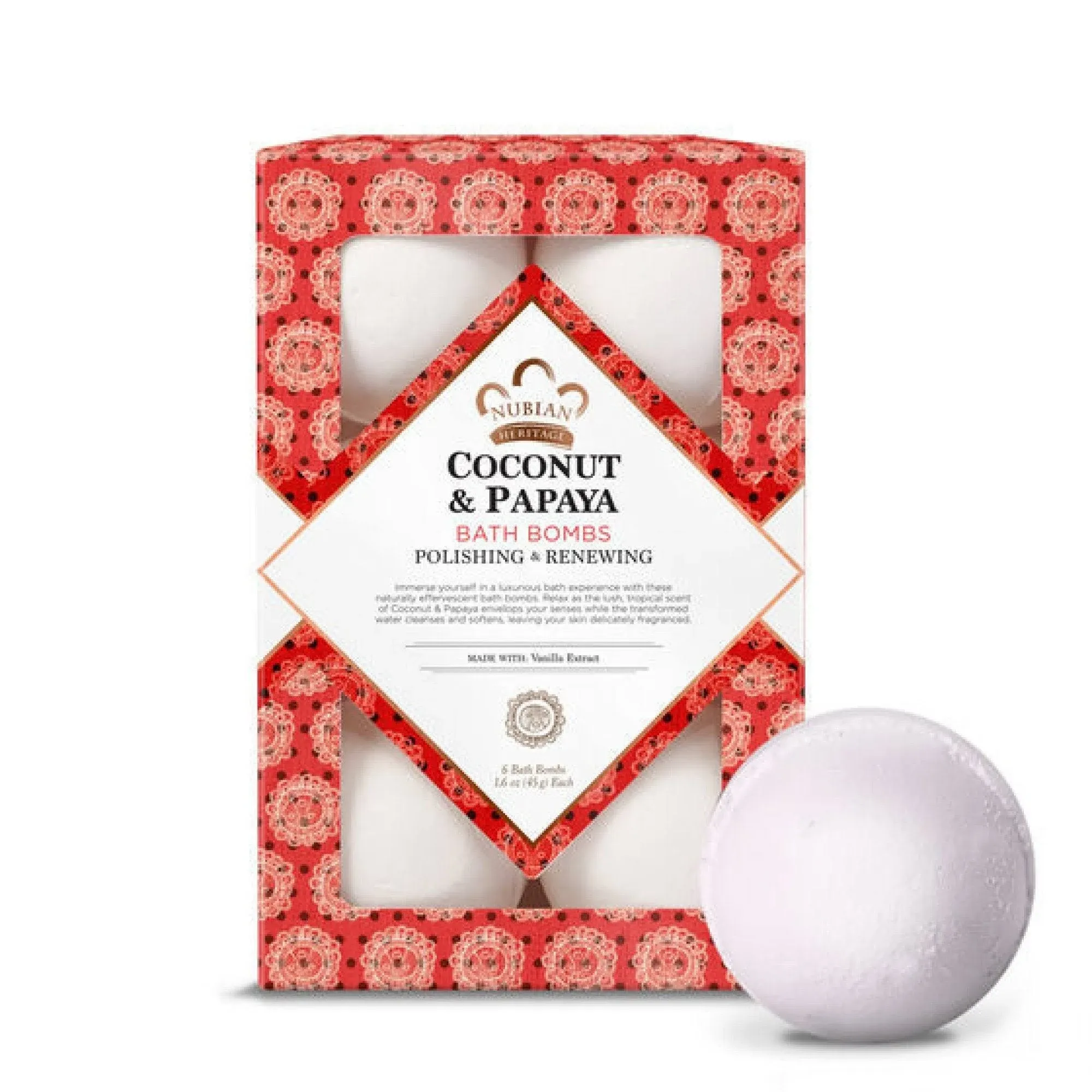 Nubian Heritage Coconut & Papaya Bath Bombs 6 ct