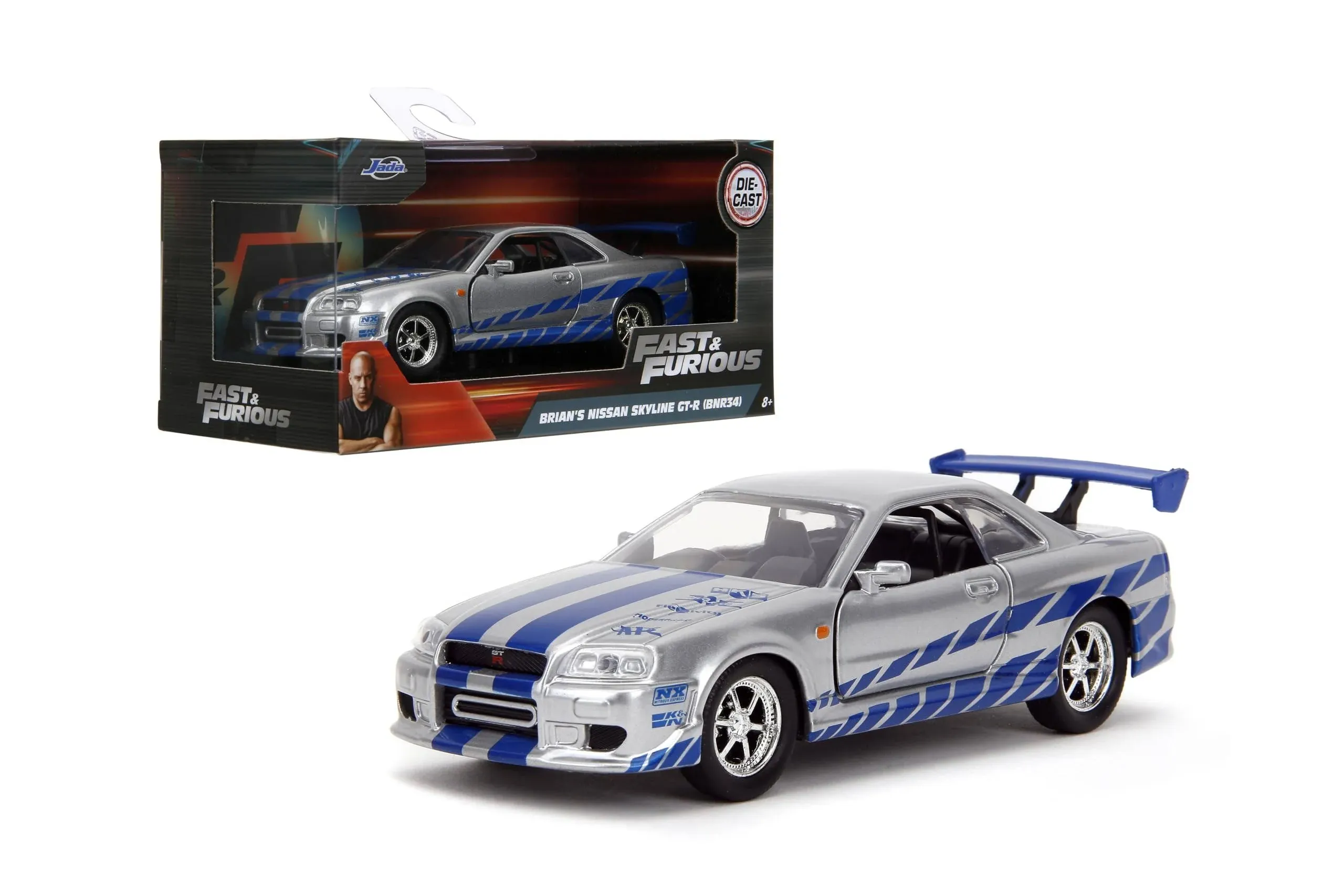 Fast & Furious - 2002 Nissan Skyline GTR R34 Silver 1:32 Scale Hollywood Ride