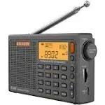 SIHUADON R108 Shortwave AM FM Radio LW MW AIR Band DSP Full Band Portable Radio Battery Operated with Sleep Timer Alarm Clock 500 Memories preset Stations for Family by RADIWOW (Grey)