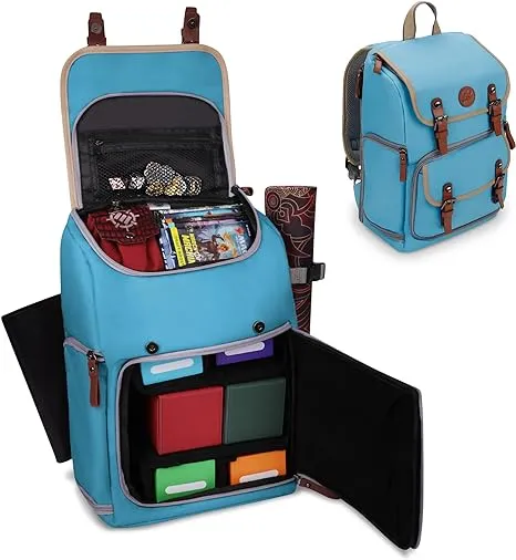 ENHANCE Designer Edition Trading Card Backpack - MTG Deck Bag Card Binder Space, TCG Deck Box Storage, Playmat Holder - Compatible with Magic the Gathering, Pokemon, Lorcana (Canvas Look - Black)