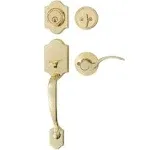 Amazon Basics Handleset with Shelby Lever - Single Cylinder - Polished Brass