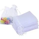 Stratalife Organza Bags 5X7 Drawstring Bags 100PCS Jewelry Bags Small Bags Drawstring Small Mesh Bags Favor Bags Pouch for Wedding Party Tulle Bags (White)