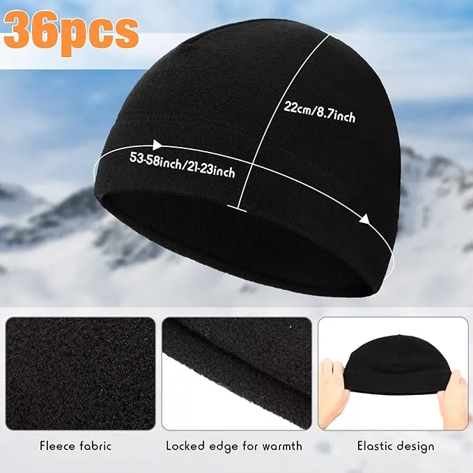 Fleece Beanie Skull Caps for Men Bulk Black Fleece Watch Cap Soft Polar Winter A