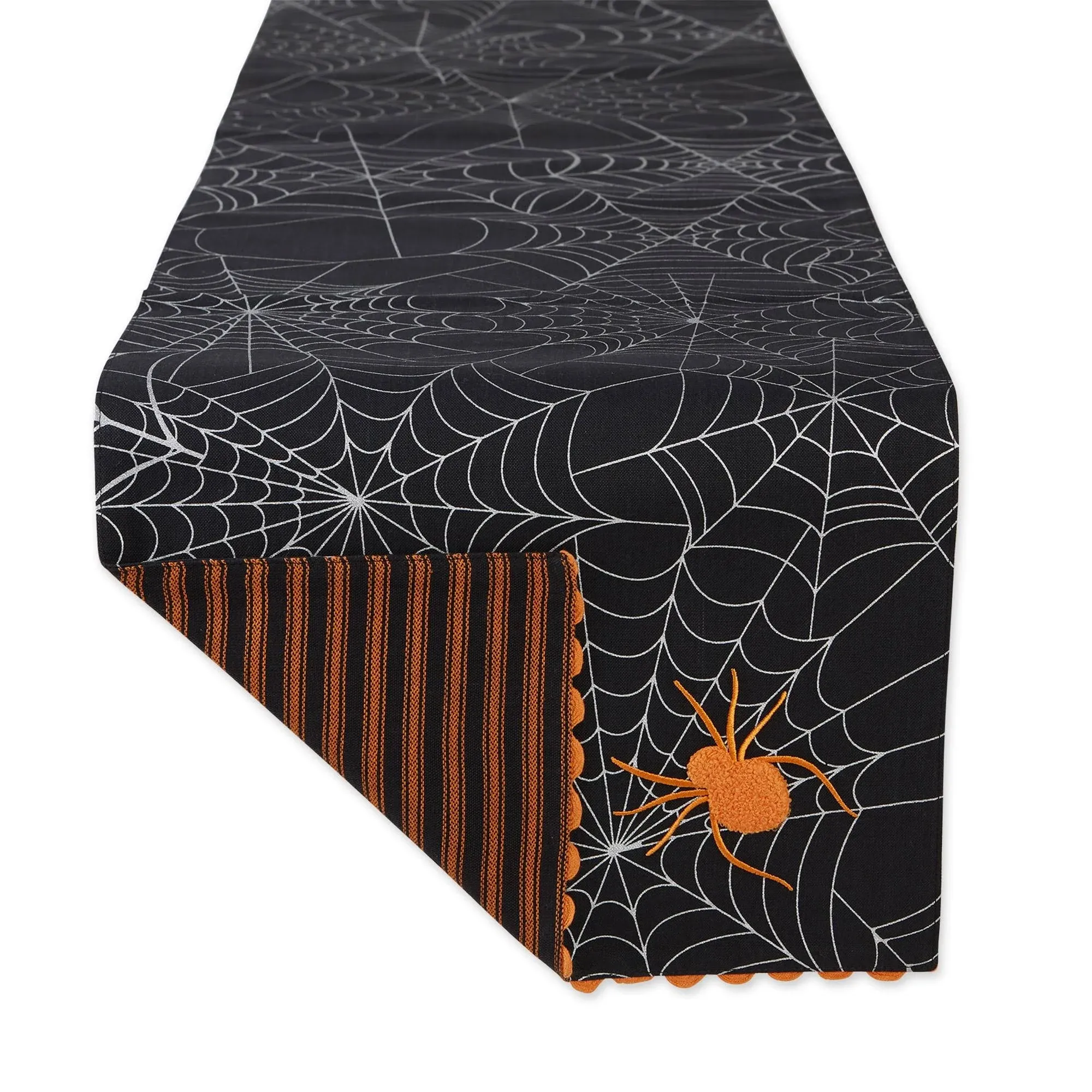 DII Halloween Happy Haunting Spooky Spider Reversible Table Runner 14X70"