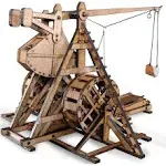 YAQUMW The Mini Counterweight Trebuchet with Wheel Europe Medieval Siege Chariot Catapult Weapons DIY 3D Wooden Puzzles Mechanical Model Kits Stem Pro