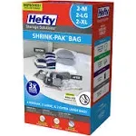 Hefty Shrink-Pak Clothes Storage Bags, 2 Medium, 2 Large, 2 XL