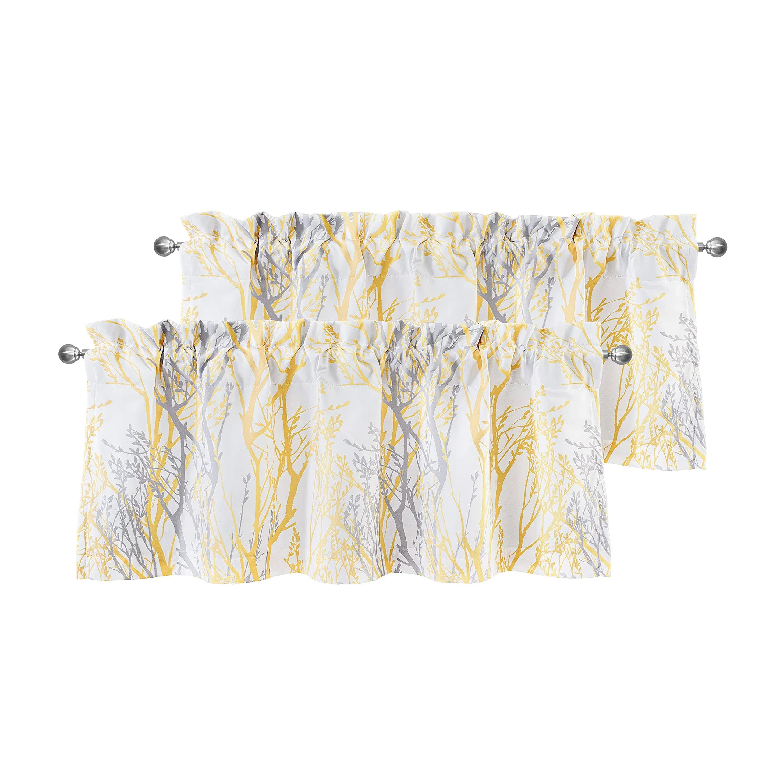 Driftaway Tree Branch Abstract Ink Printing Lined Thermal Insulated Window Curtain Valance Rod Pocket 52 inch by 18 inch Plus 2 inch Header Yellow 2