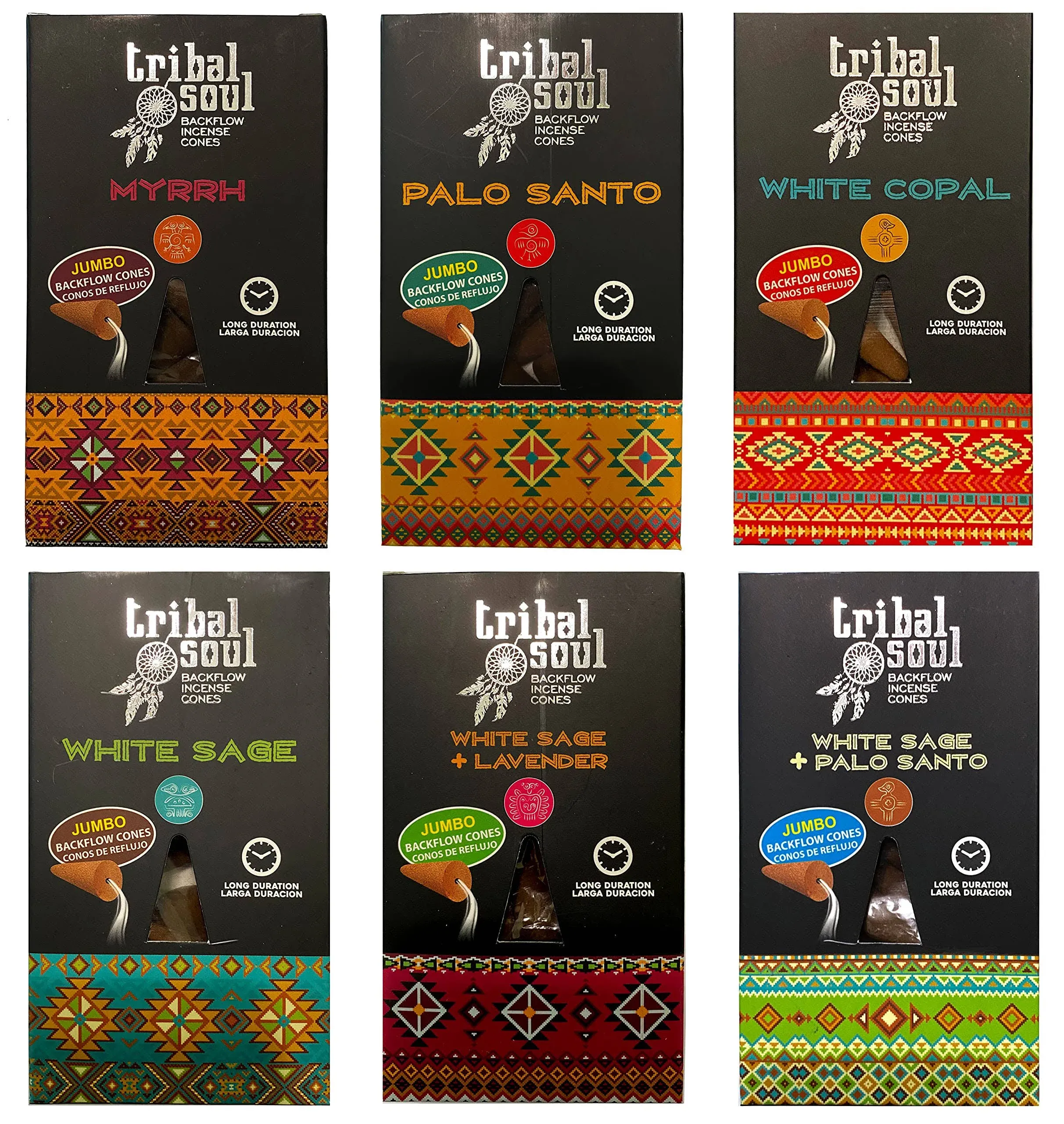 Tribal Soul Back Flow Incense Cones | 6 Scents | 6 Boxes Each with 10 Jumbo Back ...