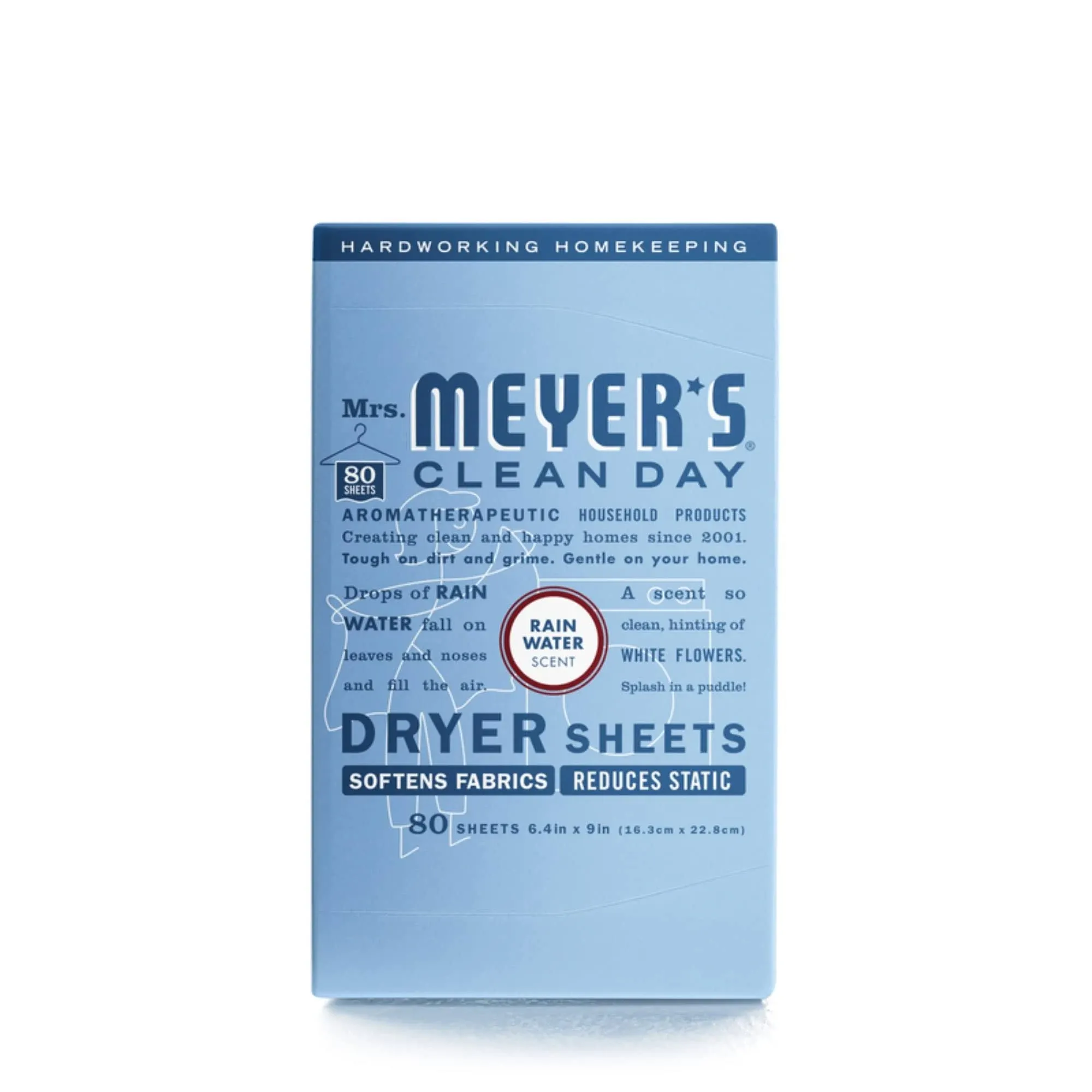 Mrs. Meyer's Clean Day Dryer Sheets Rain Water 80 Sheets