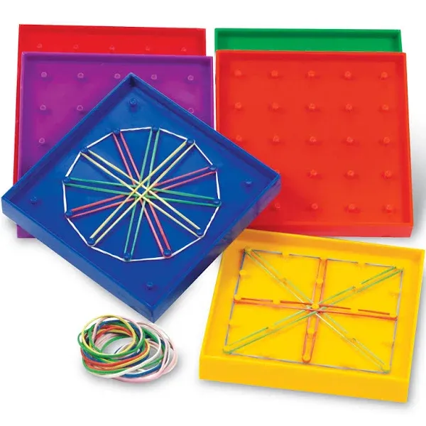 Learning Resources - Double-Sided Rainbow Geoboards, Set of 6