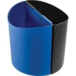 Safco Deskside Small Trash Can Recycling Bin Combo, 3 Gallon, For Kitchen, Office, Indoor Use, Black/Blue