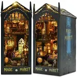 Book Nook Kit - DIY Dollhouse Booknook Kit Miniature House Kit for Adults 3D Wooden Puzzle with Sensor Led Light Mini House Building Kit Gift for Teens Bookshelf Insert Decor Craft Kit- Church