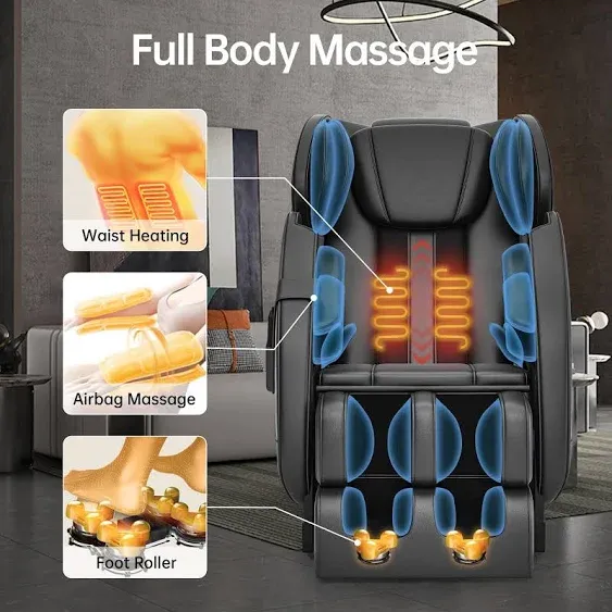 SMAGREHO 2024 Massage Chair Full Body, Zero Gravity Recliner with Shiatsu Massage, 6 Auto Mode, Heater, Bluetooth, Foot Massage Rollers, Black and