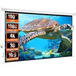 VEVOR Motorized Projector Screen, 100 inch 16:9 4K 1080 HD Electric Projector Screen, Automatic Projection Screen with Remote Control, Wall Mount Movie Screen for Family Home Office Theater