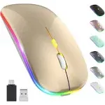 ?upgrade? LED Wireless Mouse, Rechargeable Slim Silent Mouse 2.4G Portable Mobile Optical Office Mouse with USB & Type-C Receiver, 3 Adjustable DPI