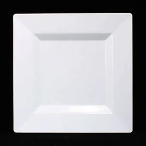 Exquisite 8 Inch. White Square Premium Plastic Plates - 40 Count - China Like