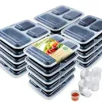 Meal Prep Containers 20 Pack 36oz 3 Compartment with Lids, Food Storage Ben...