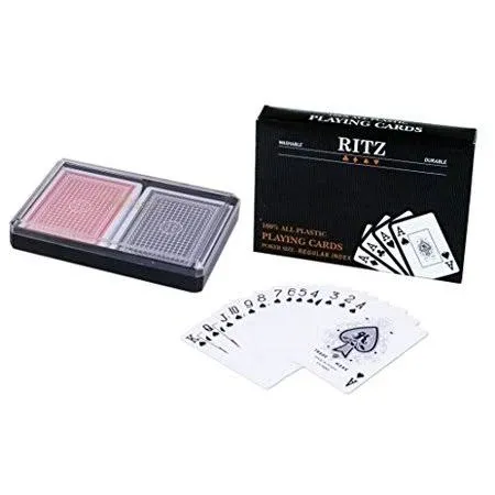 2 Decks Poker Size Ritz 100% Plastic Waterproof Playing Cards Set in Plastic Case