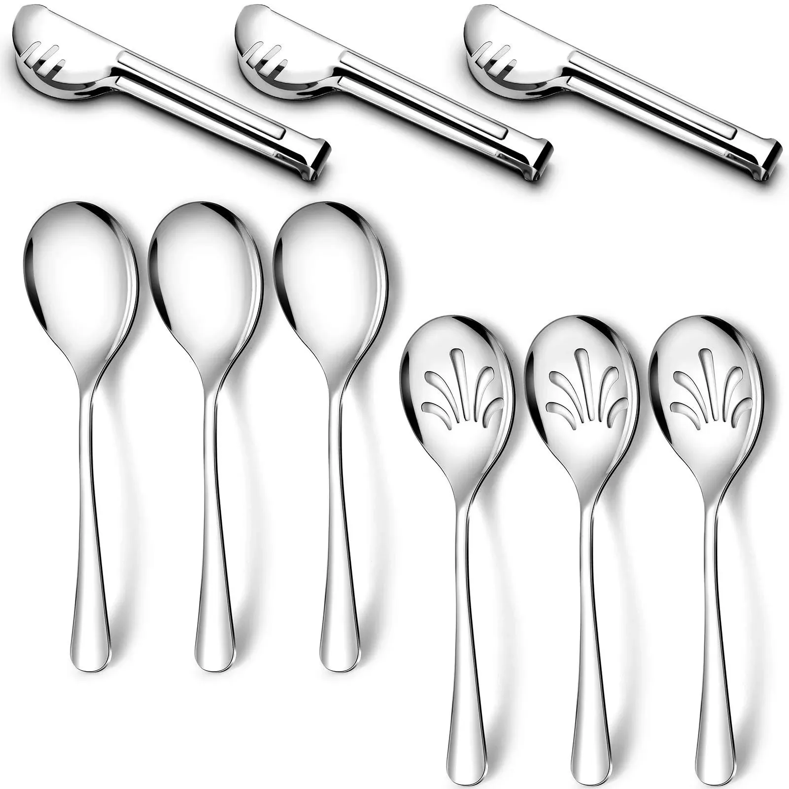 Stainless Steel Metal Serving Utensils - Large Set of 9-10&#034; Serving Spoons, 1...