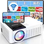 Projector with WiFi and Bluetooth, Outdoor Projector 2022 Upgraded 7500 Lux, Portable Projector 1080p Full HD Supported Mini Projector Compatible with