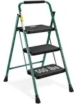 HBTower 3 Step Ladder, 3 Step Stool for Adults, 3 Step Ladder Folding Step Stool with Cushioned Handle Step Ladder with Wide Anti-Slip Pedal Ergonomic Design,Black