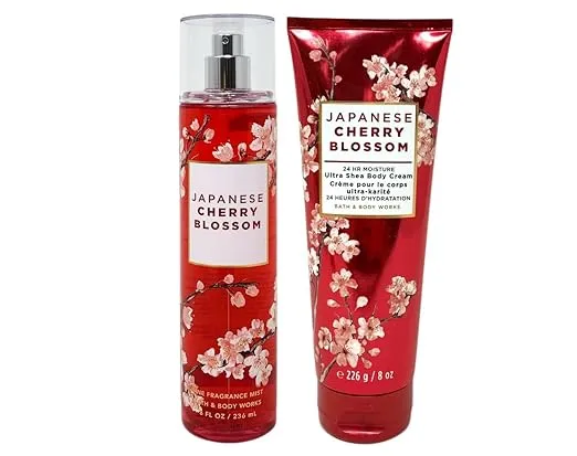 Bath & Body Works Fine Fragrance Mist & Ultra Shea Body Cream Japanese Cherry Blossom 2 Piece Set Full Size 8oz.