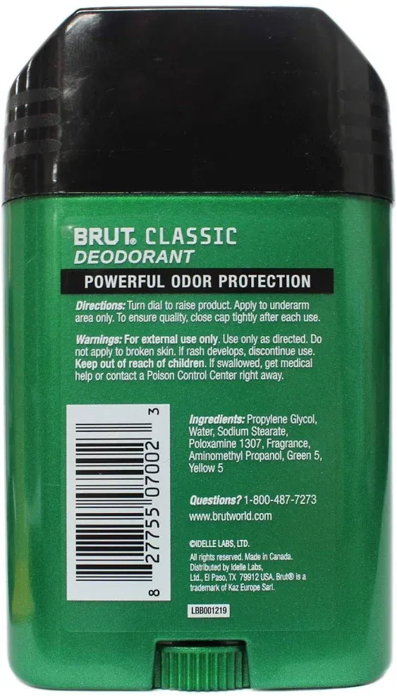 Brut Deodorant Oval Solid 2.25 oz. (3 Pack).