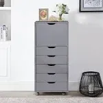 Naomi Home 6 Drawer Dresser, Tall Dressers for Bedroom, Kids Dresser with Wheels, Storage Shelves with Drawers, Small Dresser for Closet, Makeup