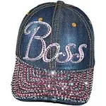 Popfizzy Womens Rhinestone Hat, Bling Denim and Diamonds Hat, Bling Gifts, Bedazzled Mom Hat, Fun Womens Baseball Caps Trendy