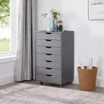 Naomi Home 7 Drawer Dresser for Bedroom, Stylish Tall Dressers with Wheels, Storage Shelves, Small Dresser for Closet, Makeup Dresser with 180 lbs