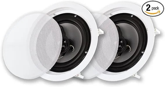 Acoustic Audio CSic83 in Ceiling 8" Speaker Pair 3 Way Home Theater Speakers