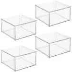 mDesign Plastic Stackable Bathroom Storage Organizer with Drawer