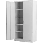 Aobabo 72 inch Double Door Locking Storage Cabinet with Adjustable Shelves, Gray