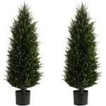 Two 3.2ft Artificial Cedar Topiary Trees Uv Protection for Longer Life Artificial Cedar Trees Potted Plants Decorate Outdoorindoor Front Porch Gardens