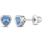 Children's Classic CZ Birthstone Solitaire Earrings- March