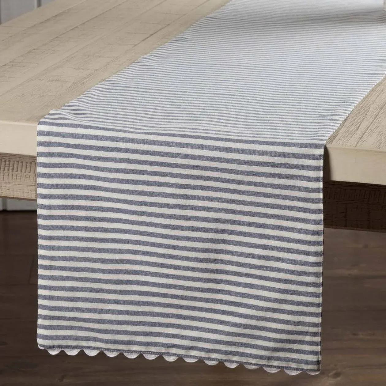 Piper Classics Farmhouse Ticking Stripe Blue 54" Table Runner