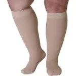 Made in USA Opaque Compression Socks Knee-Hi Closed Toe Support Hose 20-30mmHg - unisex (3X-Large, Beige)