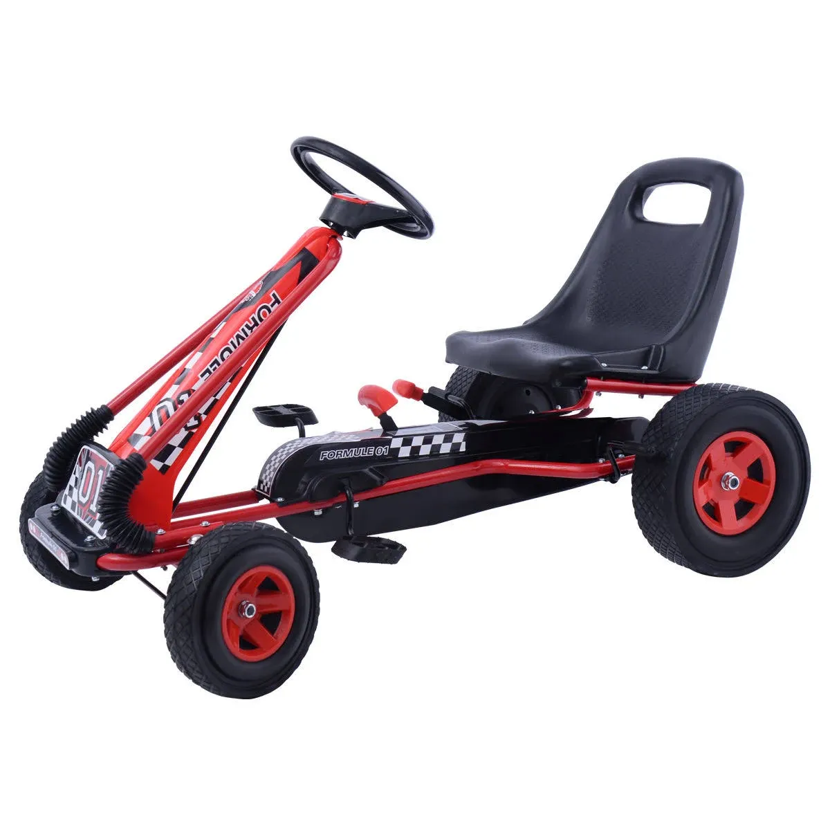 4 Wheels Kids Ride On Pedal Powered Bike Go Kart Racer Car Outdoor Play Toy-Red 