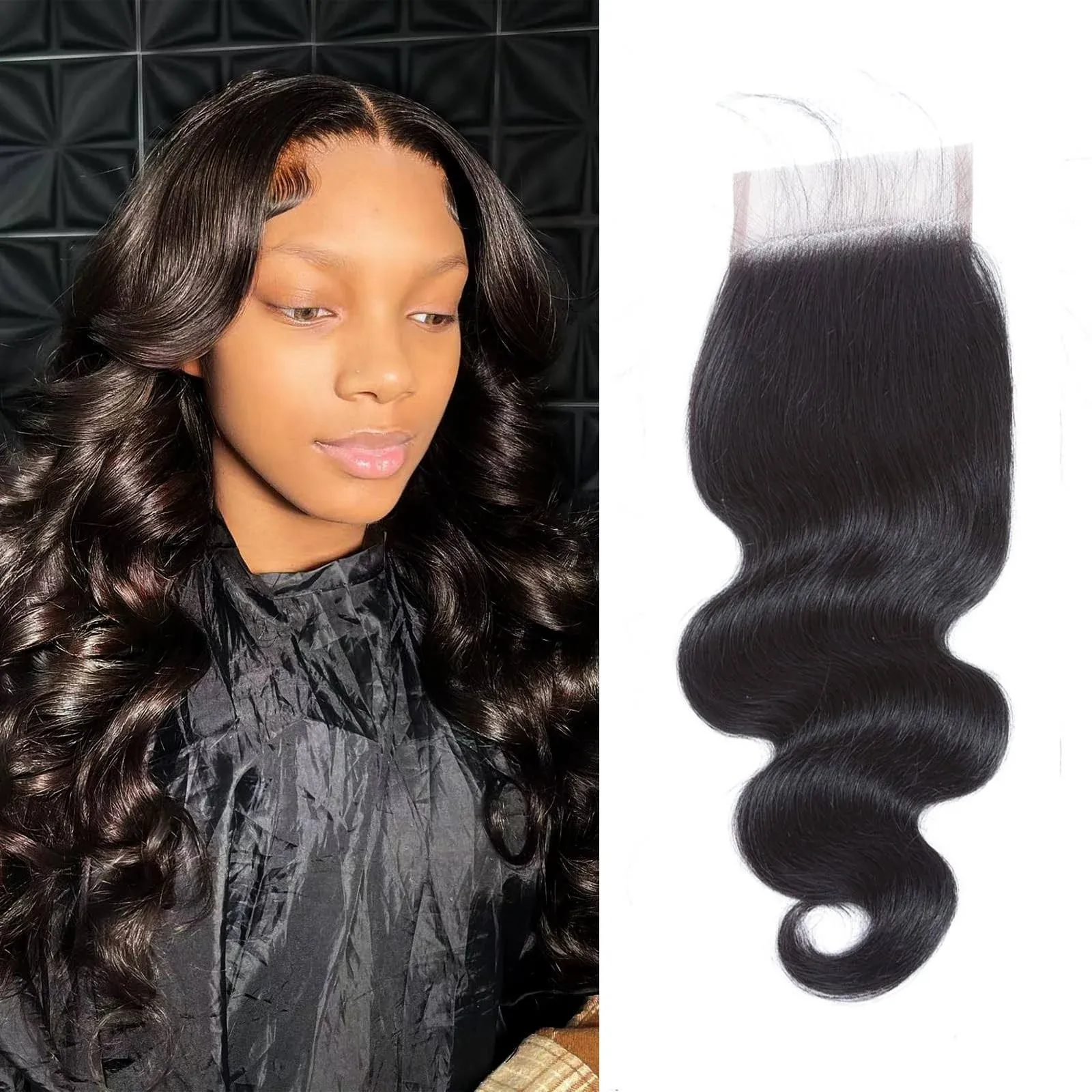 Tendresse Body Wave Closure 4x4 Middle Part Lace Closure Brazilian Virgin Human ...