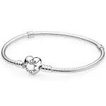 Pandora Moments Silver Bracelet with Heart Clasp 18cm -