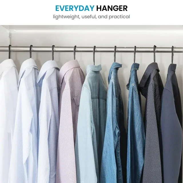 Standard Plastic Hangers Grey (50 Pack) Durable Tubular Shirt Hanger Ideal for Laundry & Everyday Use, Slim & Space Saving, Heavy Duty Clothes Hanger for Coats, Pants, Dress, Etc. Hangs up to 5.5 lbs