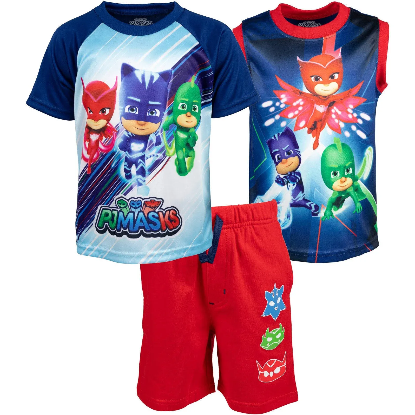 Pj Masks Catboy Gekko Owlette Toddler Boys 3 Piece Outfit Set: T-Shirt Tank Top ...