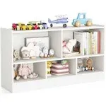 Kids 2-Shelf Bookcase 5-Cube Wood Toy Storage Cabinet Organizer White