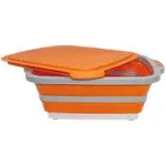 DripEZ XL BBQ Adjustable 3-Height Prep Tub With Cutting Board And Lid Orange