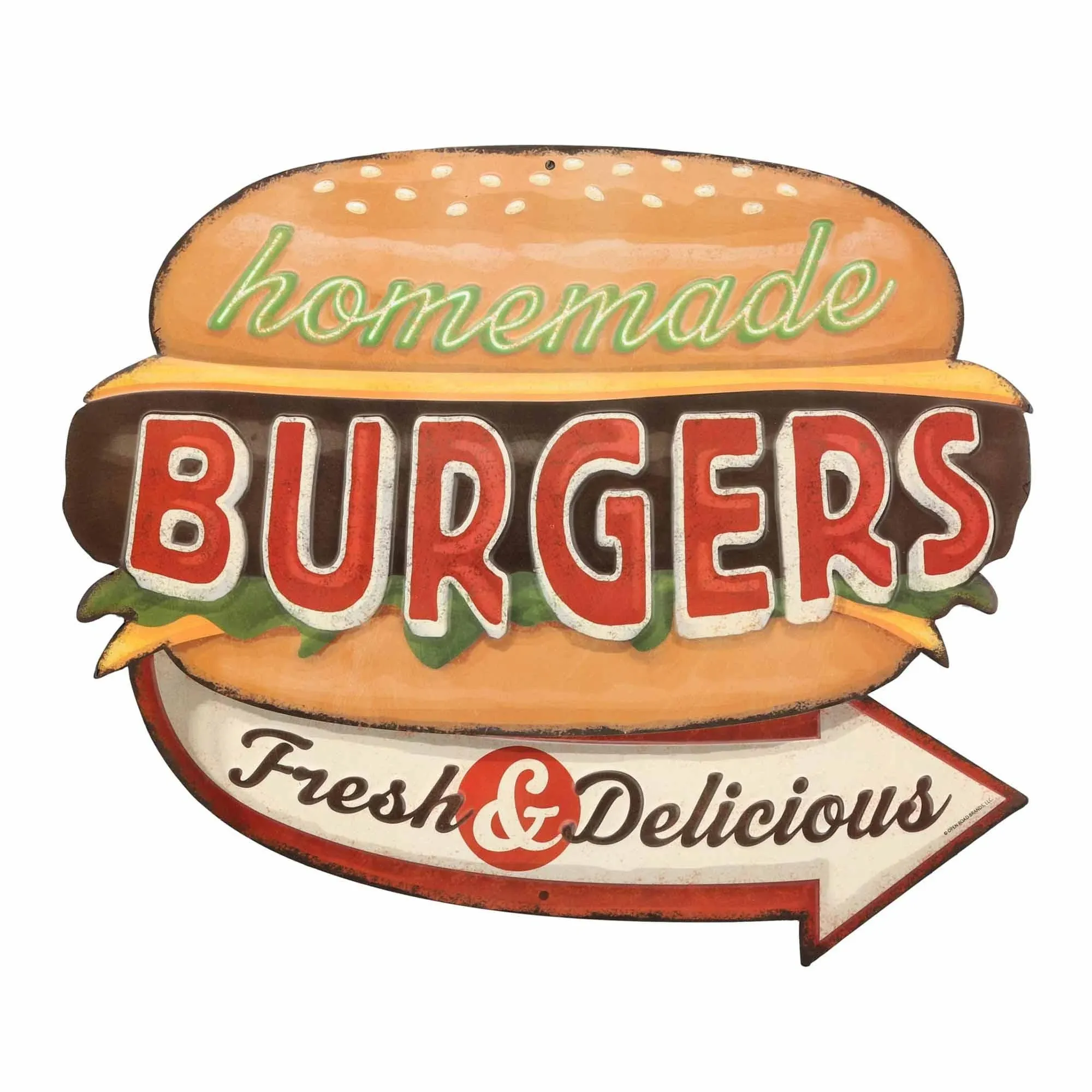 Homemade Burgers Embossed Tin Sign